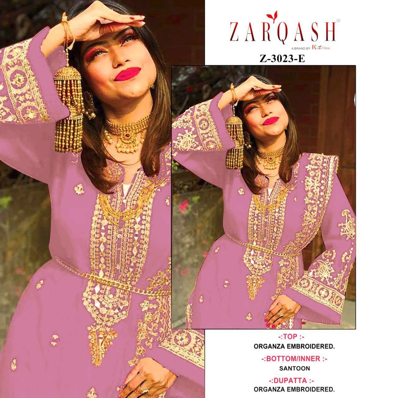 Zarqash Hit Design 3023 Colours By Zarqash 3023-A To 3023-L Series Designer Festive Pakistani Suits Collection Beautiful Stylish Fancy Colorful Party Wear & Occasional Wear Organza Embroidery Dresses At Wholesale Price