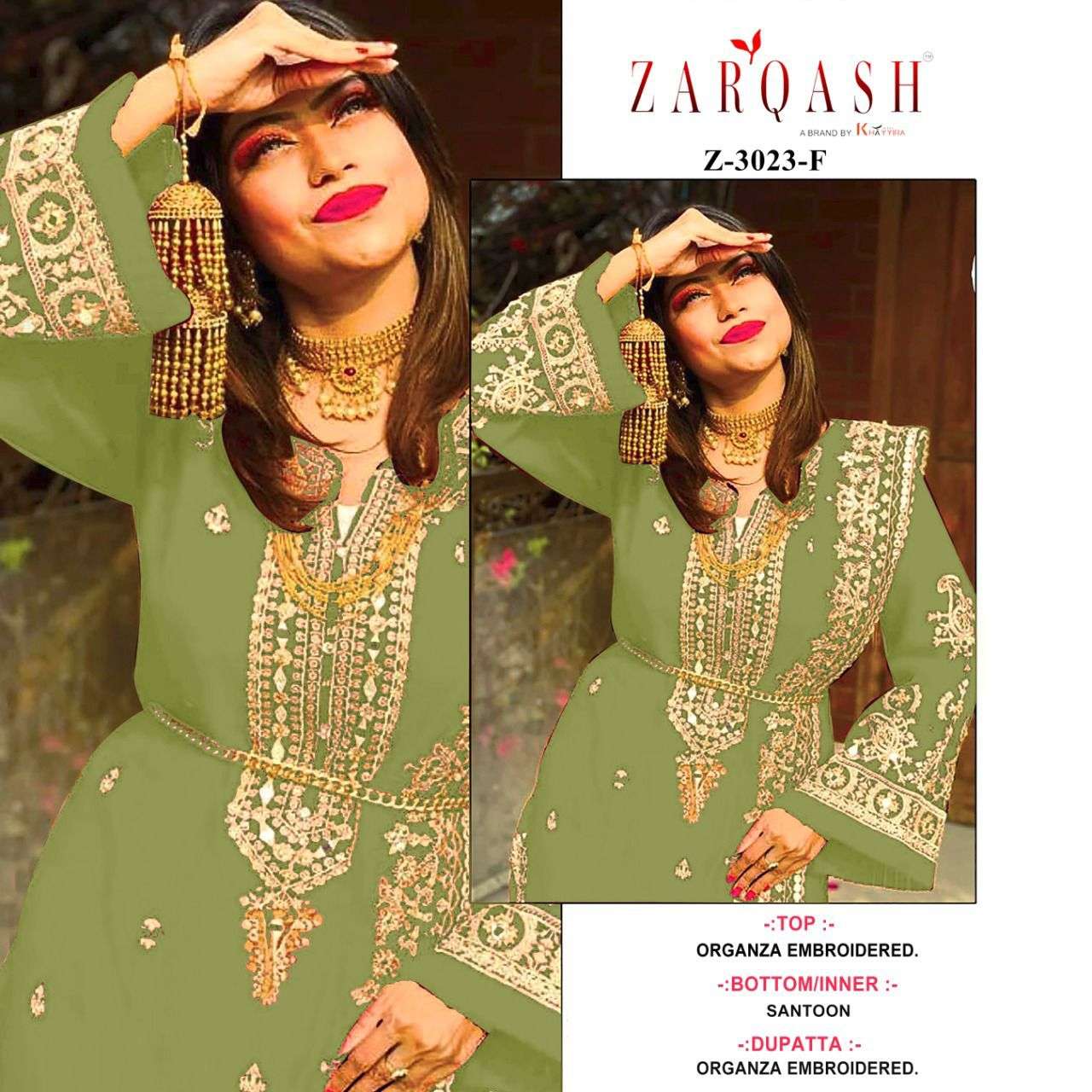Zarqash Hit Design 3023 Colours By Zarqash 3023-A To 3023-L Series Designer Festive Pakistani Suits Collection Beautiful Stylish Fancy Colorful Party Wear & Occasional Wear Organza Embroidery Dresses At Wholesale Price