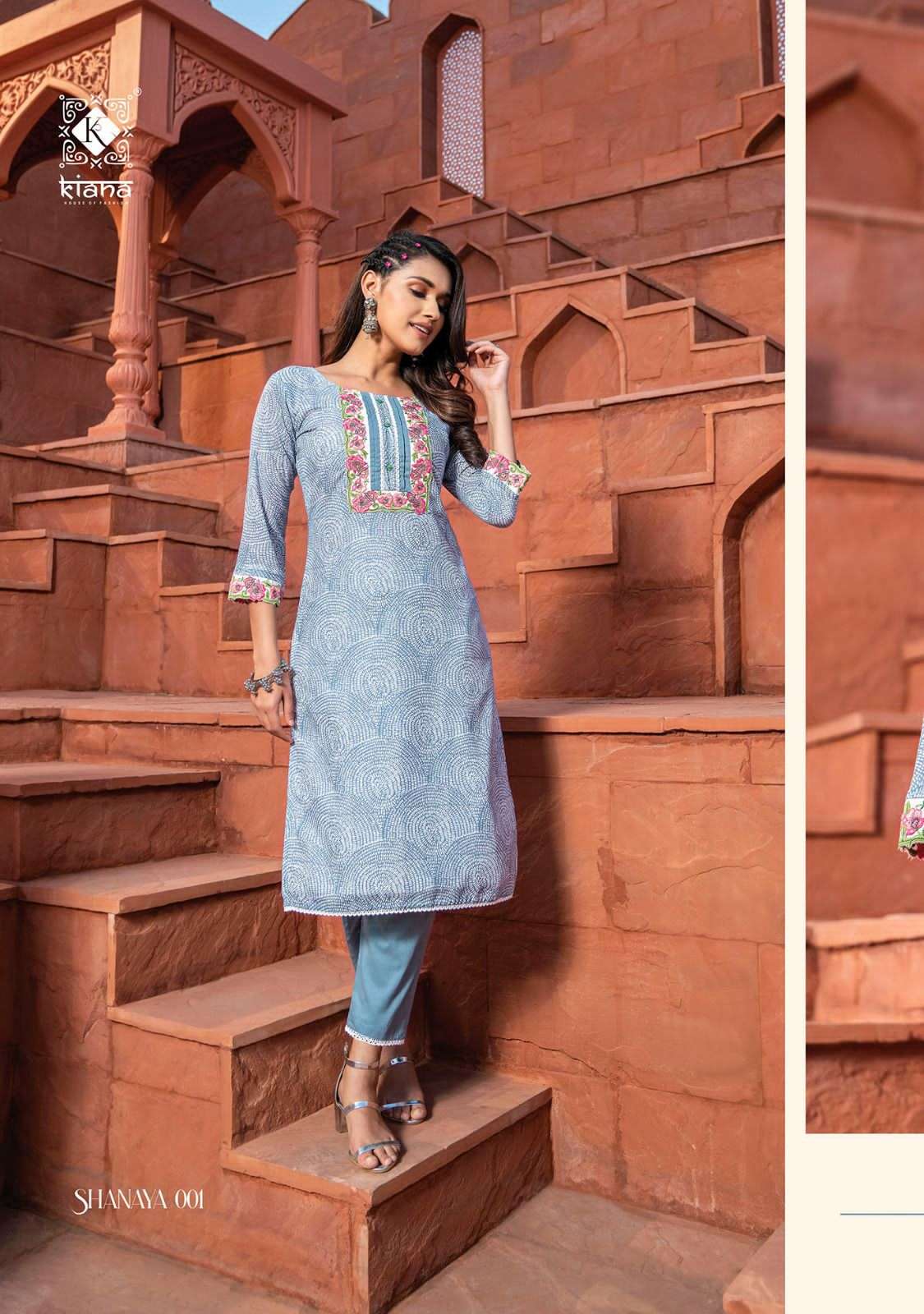 Shanaya By Kiana 001 To 005 Series Beautiful Stylish Fancy Colorful Casual Wear & Ethnic Wear Pure Cotton Kurtis With Bottom At Wholesale Price