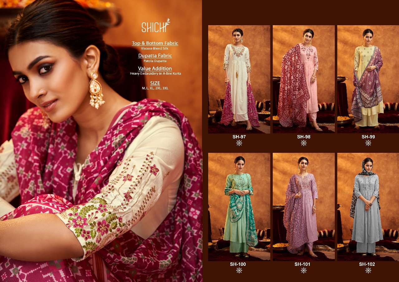 Reet By Shichi 97 To 102 Series Beautiful Festive Suits Colorful Stylish Fancy Casual Wear & Ethnic Wear Viscose Silk Embroidered Dresses At Wholesale Price