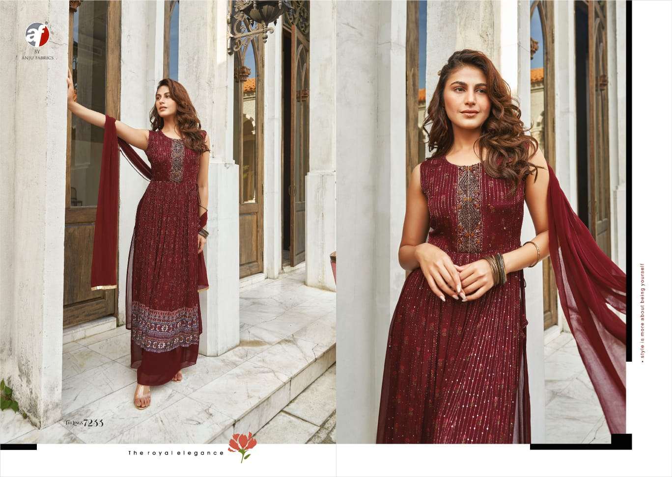 Feelings Vol-2 By Anju Fabrics 7231 To 7236 Series Beautiful Suits Colorful Stylish Fancy Casual Wear & Ethnic Wear Pure Chinnon Dresses At Wholesale Price