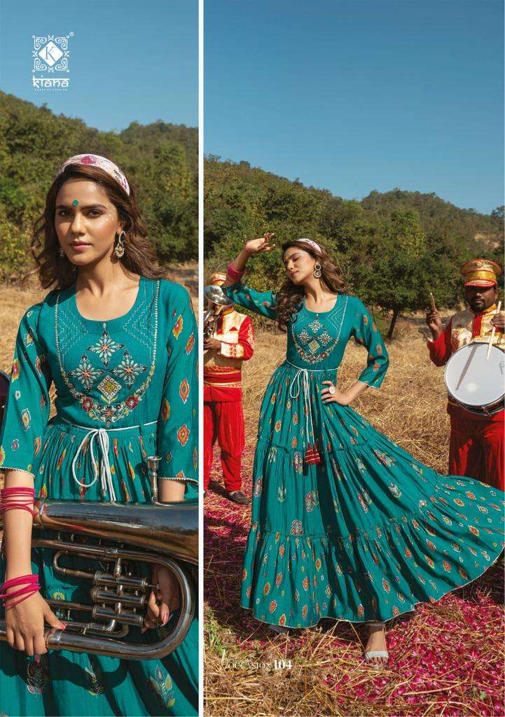 Occasion By Kiana 101 To 108 Series Beautiful Stylish Fancy Colorful Casual Wear & Ethnic Wear Pure Cotton Print Gowns At Wholesale Price