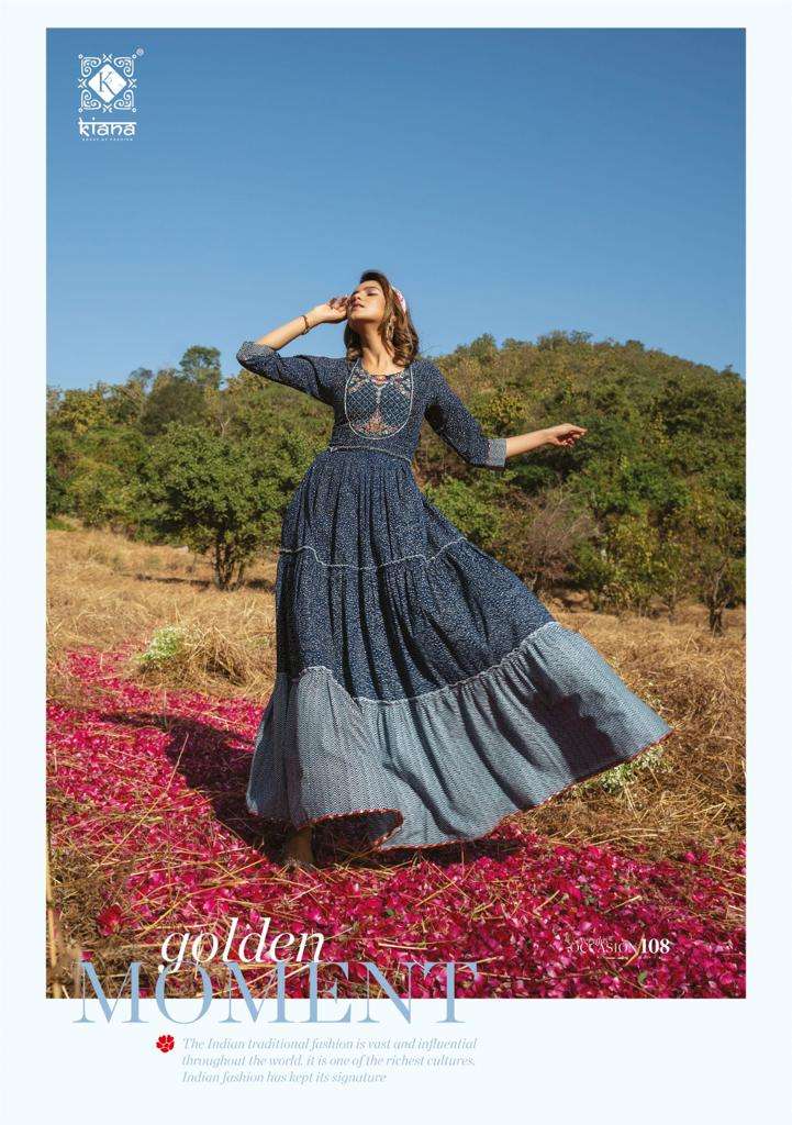 Occasion By Kiana 101 To 108 Series Beautiful Stylish Fancy Colorful Casual Wear & Ethnic Wear Pure Cotton Print Gowns At Wholesale Price