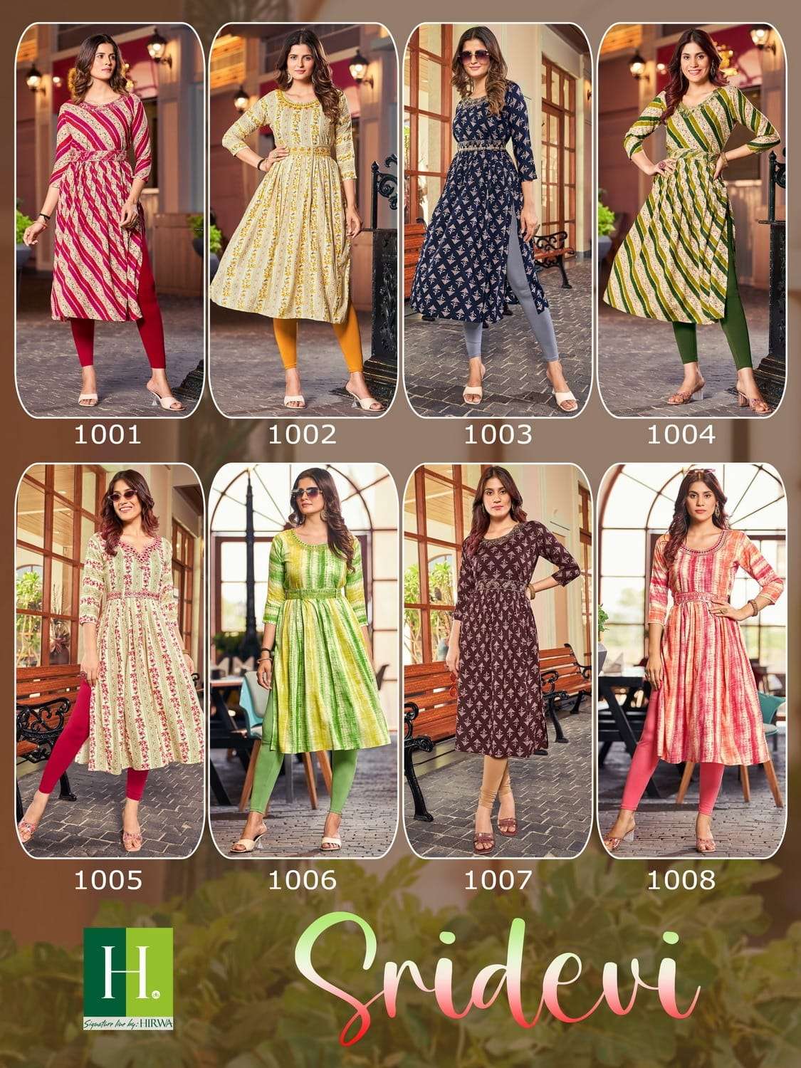 Sridevi By Hirwa 1001 To 1008 Series Beautiful Stylish Fancy Colorful Casual Wear & Ethnic Wear Rayon Foil Kurtis At Wholesale Price