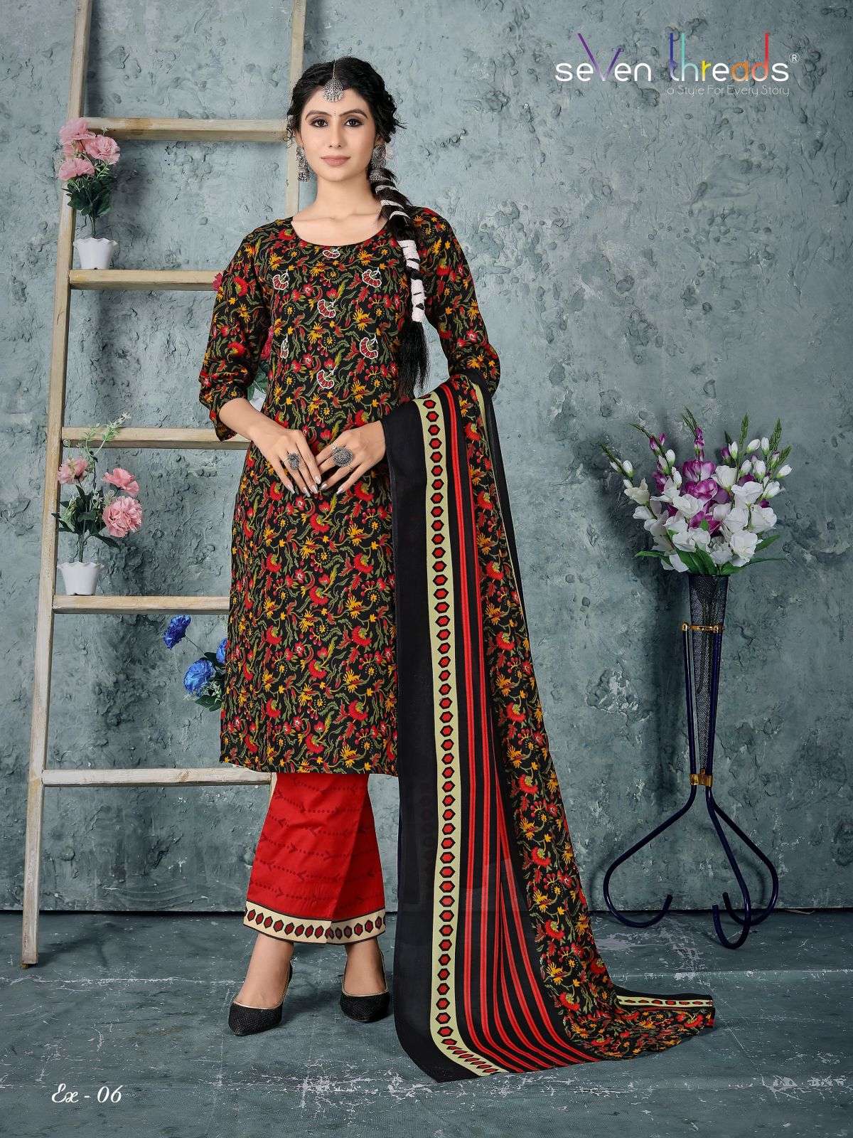 Ex Vol-1 By Seven Threads 01 To 06 Series Beautiful Suits Colorful Stylish Fancy Casual Wear & Ethnic Wear Semi Rayon Dresses At Wholesale Price