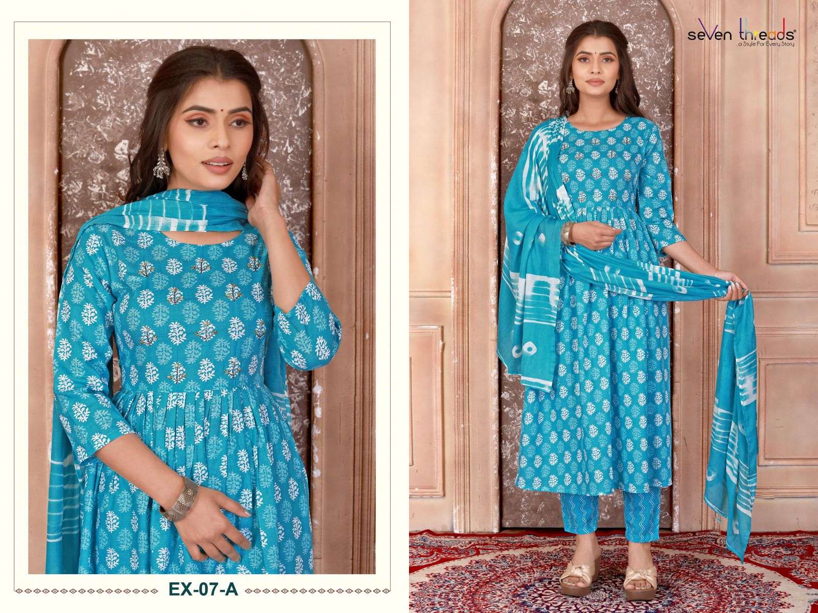 Ex Vol-7 By Seven Threads 07-A To 07-D Series Beautiful Suits Colorful Stylish Fancy Casual Wear & Ethnic Wear Cotton Print Dresses At Wholesale Price