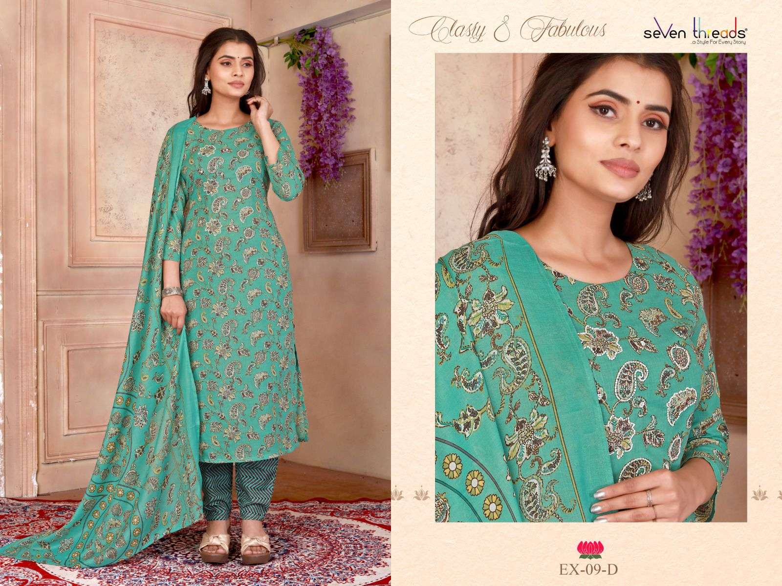 Ex Vol-9 By Seven Threads 09-A To 09-D Series Beautiful Suits Colorful Stylish Fancy Casual Wear & Ethnic Wear Cotton Print Dresses At Wholesale Price