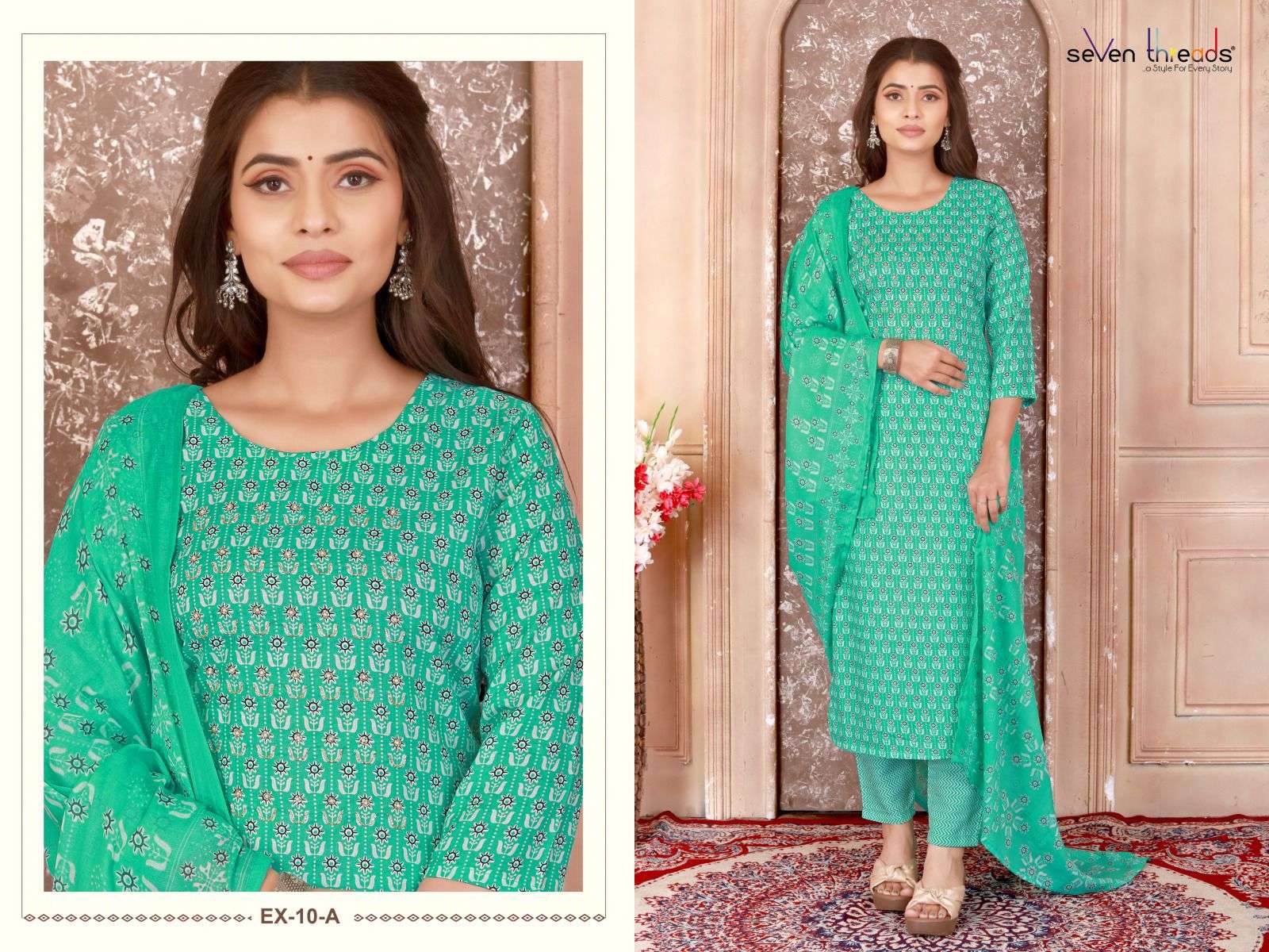 Ex Vol-10 By Seven Threads 10-A To 10-D Series Beautiful Suits Colorful Stylish Fancy Casual Wear & Ethnic Wear Cotton Print Dresses At Wholesale Price