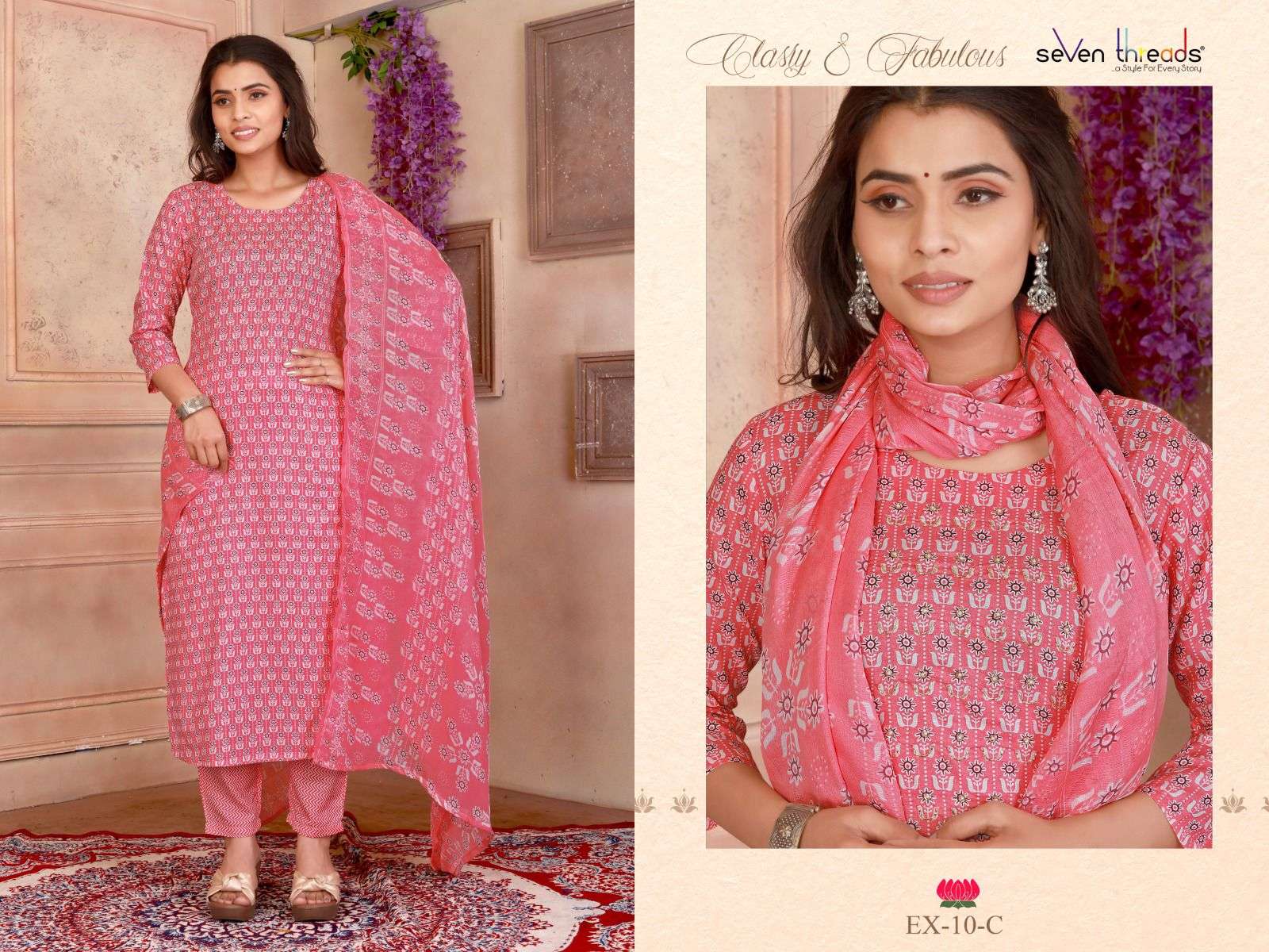 Ex Vol-10 By Seven Threads 10-A To 10-D Series Beautiful Suits Colorful Stylish Fancy Casual Wear & Ethnic Wear Cotton Print Dresses At Wholesale Price