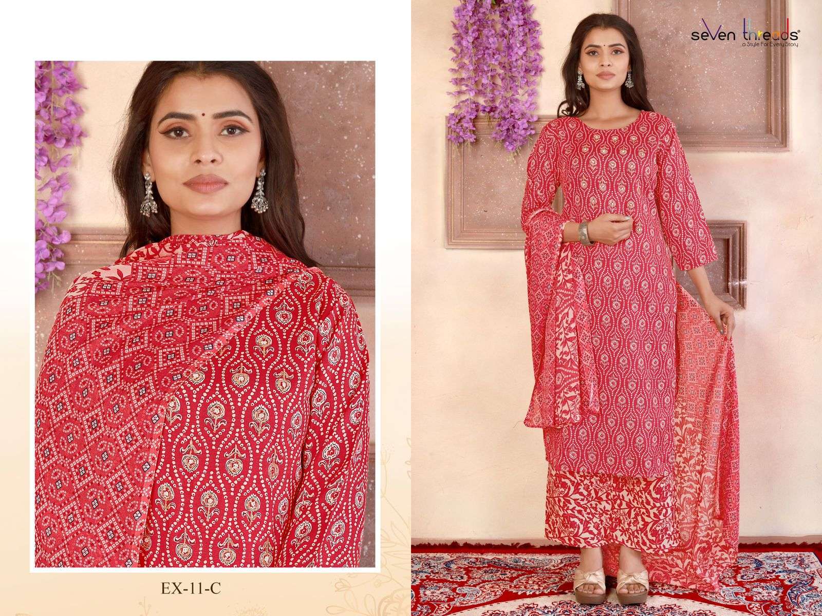 Ex Vol-11 By Seven Threads 11-A To 11-D Series Beautiful Suits Colorful Stylish Fancy Casual Wear & Ethnic Wear Cotton Print Dresses At Wholesale Price