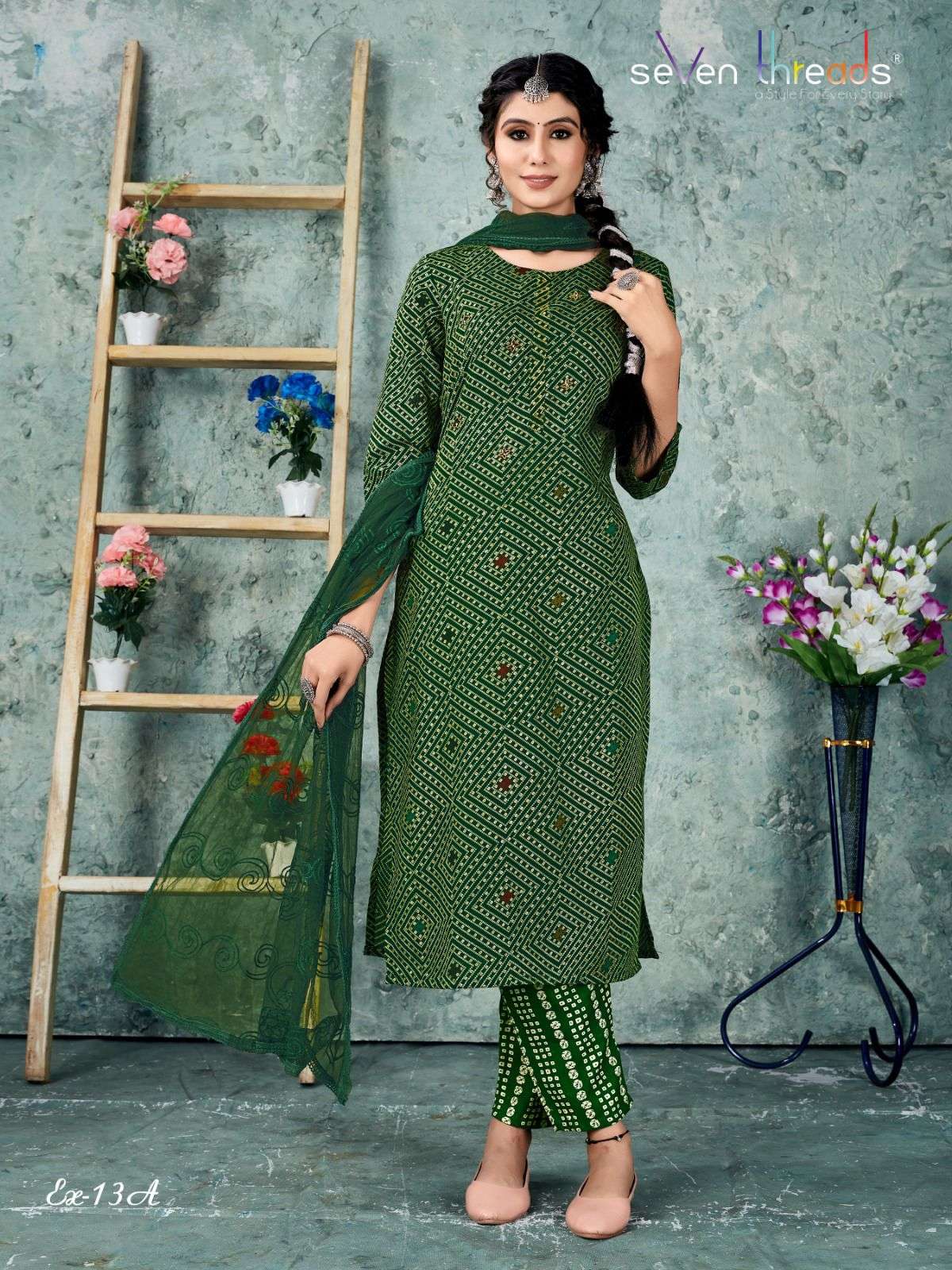Ex Vol-13 By Seven Threads 13-A To 13-D Series Beautiful Suits Colorful Stylish Fancy Casual Wear & Ethnic Wear Cotton Print Dresses At Wholesale Price