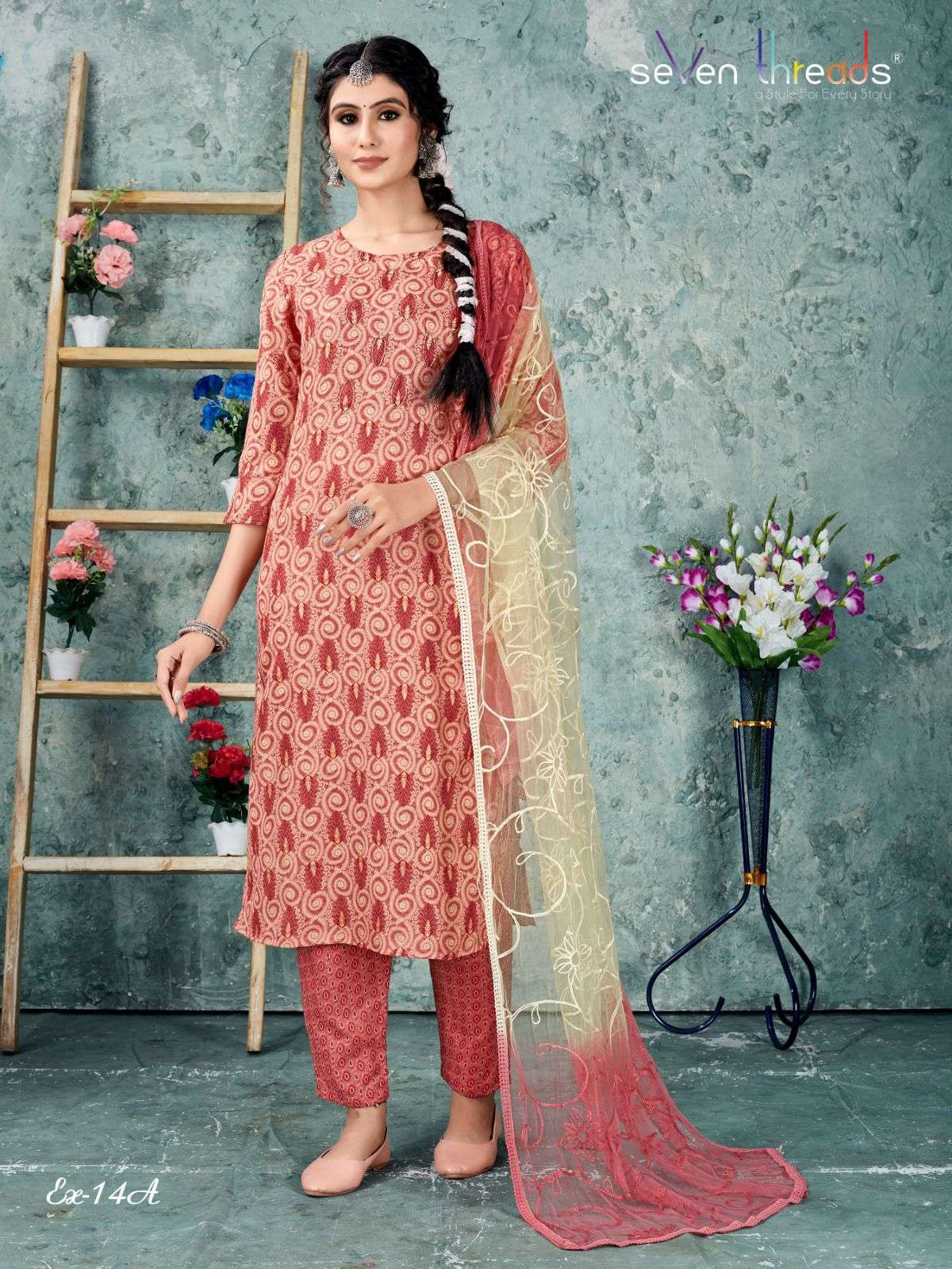 Ex Vol-14 By Seven Threads 14-A To 14-D Series Beautiful Suits Colorful Stylish Fancy Casual Wear & Ethnic Wear Cotton Print Dresses At Wholesale Price