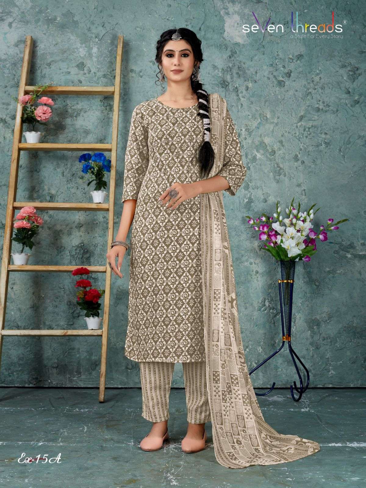 Ex Vol-15 By Seven Threads 15-A To 15-D Series Beautiful Suits Colorful Stylish Fancy Casual Wear & Ethnic Wear Cotton Print Dresses At Wholesale Price