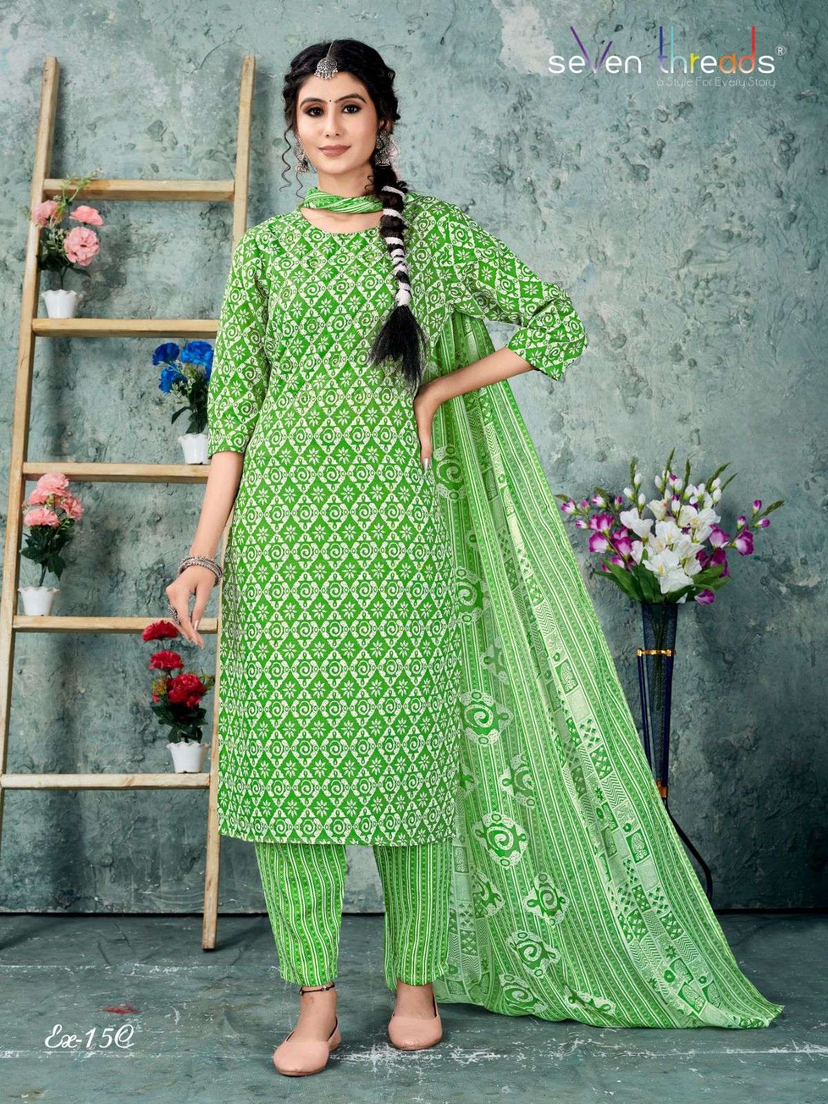 Ex Vol-15 By Seven Threads 15-A To 15-D Series Beautiful Suits Colorful Stylish Fancy Casual Wear & Ethnic Wear Cotton Print Dresses At Wholesale Price