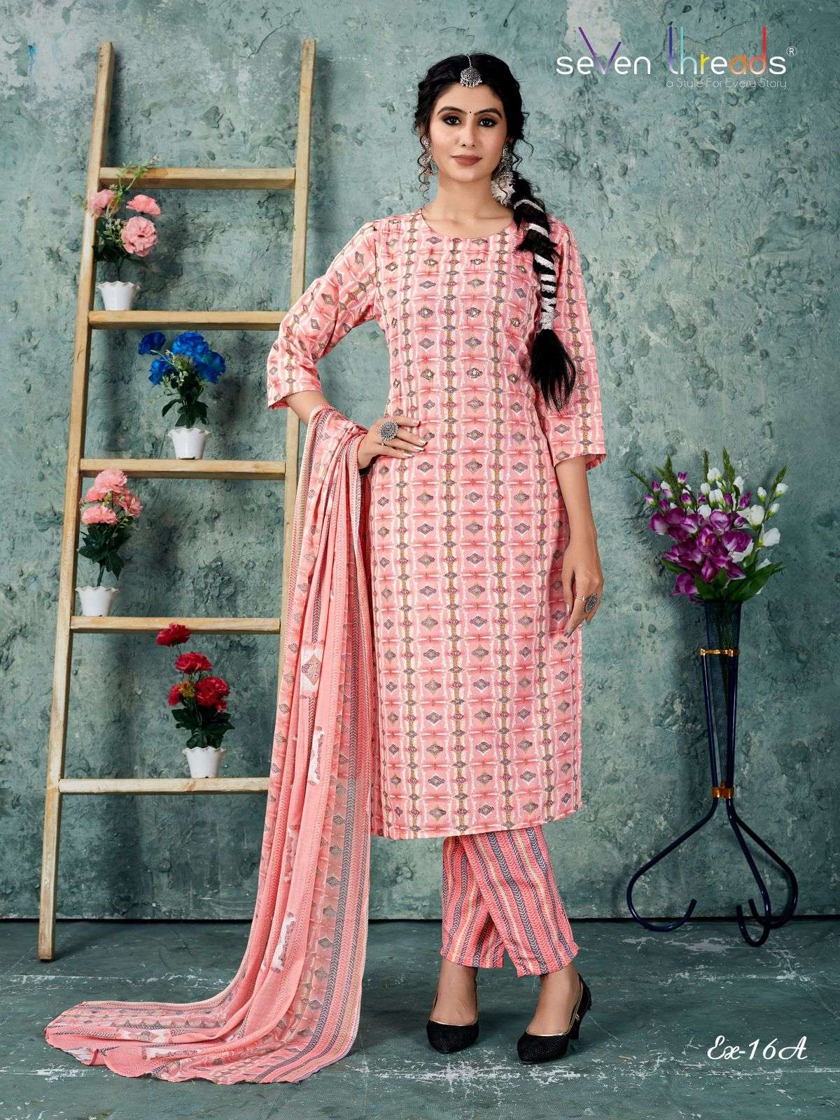 Ex Vol-16 By Seven Threads 16-A To 16-D Series Beautiful Suits Colorful Stylish Fancy Casual Wear & Ethnic Wear Cotton Print Dresses At Wholesale Price