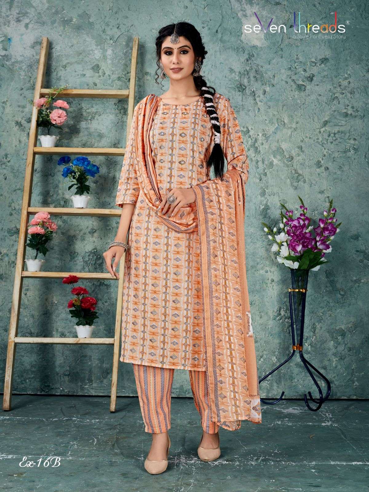 Ex Vol-16 By Seven Threads 16-A To 16-D Series Beautiful Suits Colorful Stylish Fancy Casual Wear & Ethnic Wear Cotton Print Dresses At Wholesale Price