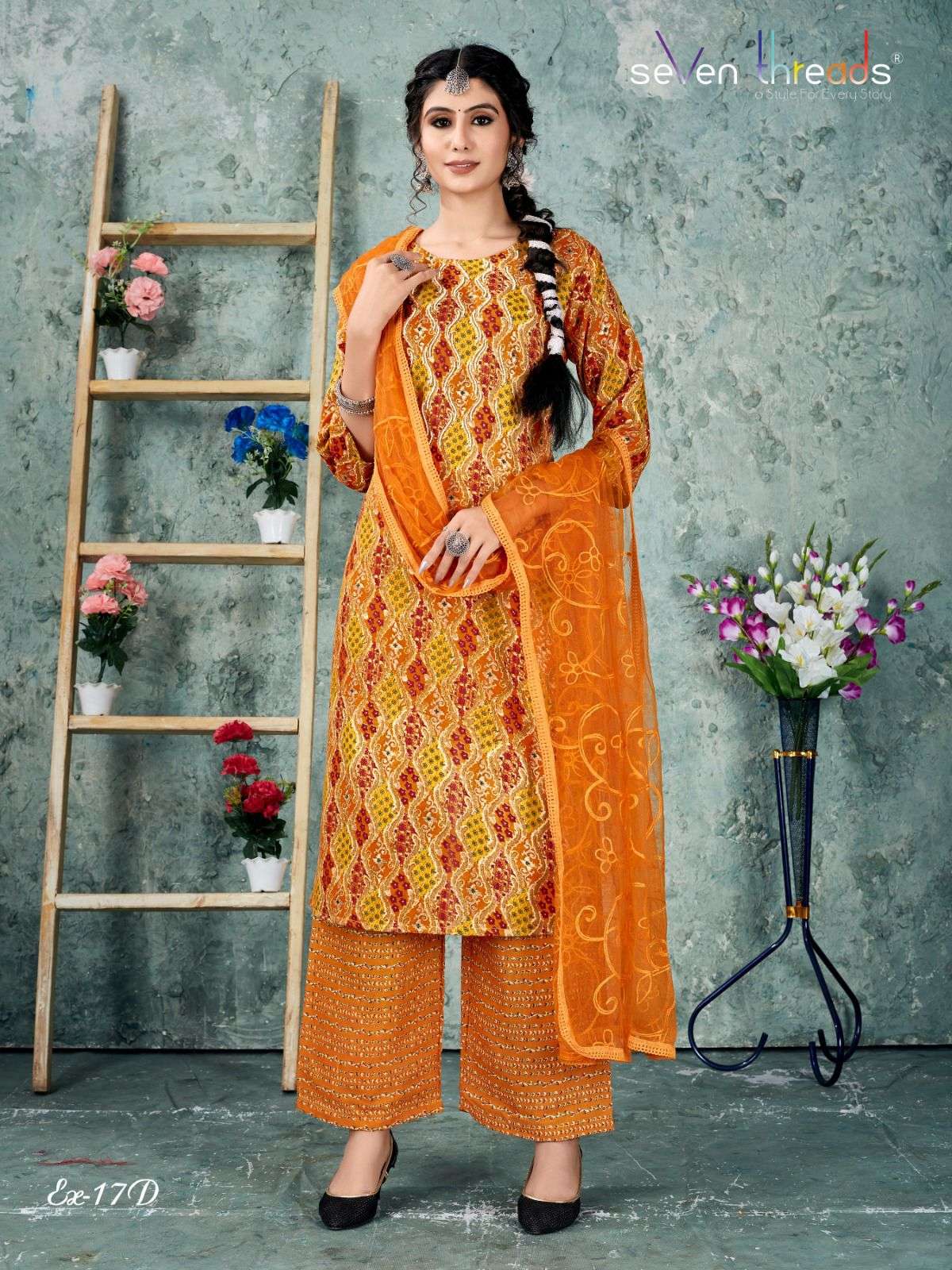 Ex Vol-17 By Seven Threads 17-A To 17-D Series Beautiful Suits Colorful Stylish Fancy Casual Wear & Ethnic Wear Cotton Print Dresses At Wholesale Price