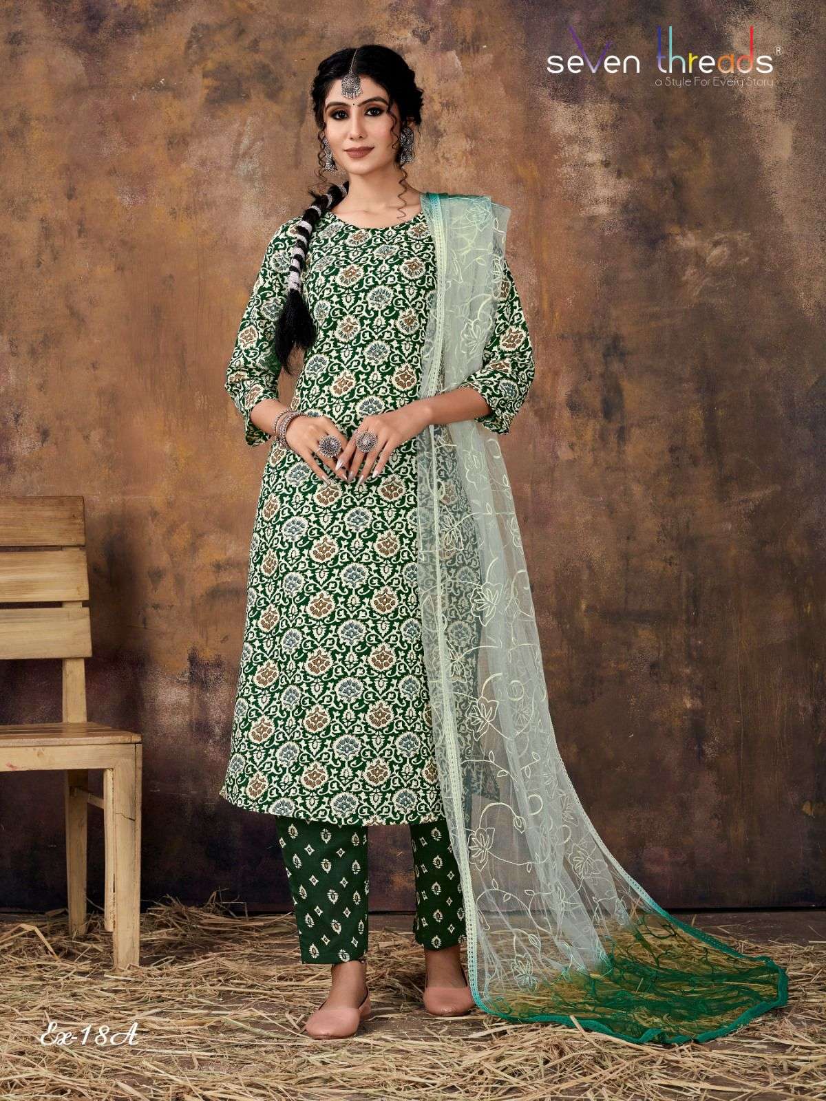 Ex Vol-18 By Seven Threads 18-A To 18-D Series Beautiful Suits Colorful Stylish Fancy Casual Wear & Ethnic Wear Cotton Print Dresses At Wholesale Price