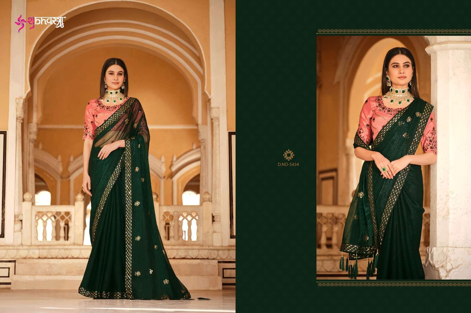 Gatha By Shubhkala 5431 To 5438 Series Indian Traditional Wear Collection Beautiful Stylish Fancy Colorful Party Wear & Occasional Wear Chinnon Sarees At Wholesale Price