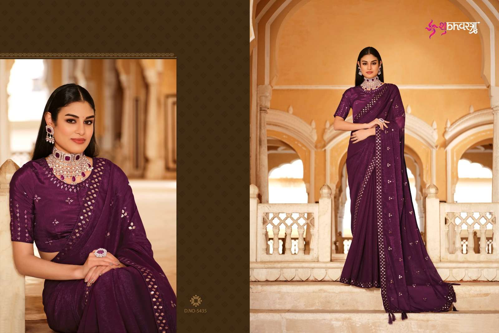 Gatha By Shubhkala 5431 To 5438 Series Indian Traditional Wear Collection Beautiful Stylish Fancy Colorful Party Wear & Occasional Wear Chinnon Sarees At Wholesale Price