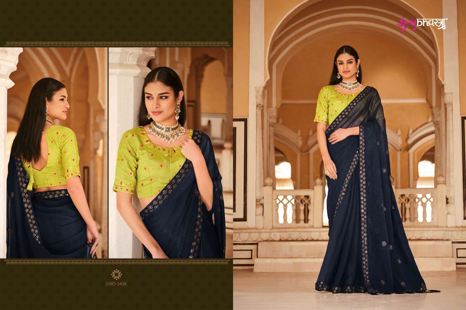 Gatha By Shubhkala 5431 To 5438 Series Indian Traditional Wear Collection Beautiful Stylish Fancy Colorful Party Wear & Occasional Wear Chinnon Sarees At Wholesale Price
