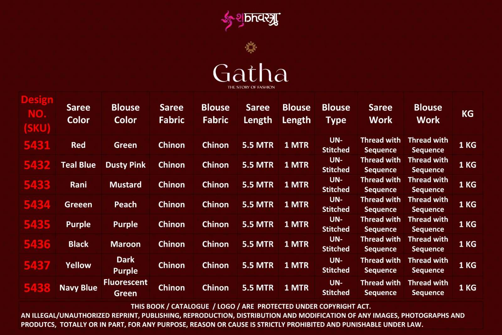 Gatha By Shubhkala 5431 To 5438 Series Indian Traditional Wear Collection Beautiful Stylish Fancy Colorful Party Wear & Occasional Wear Chinnon Sarees At Wholesale Price