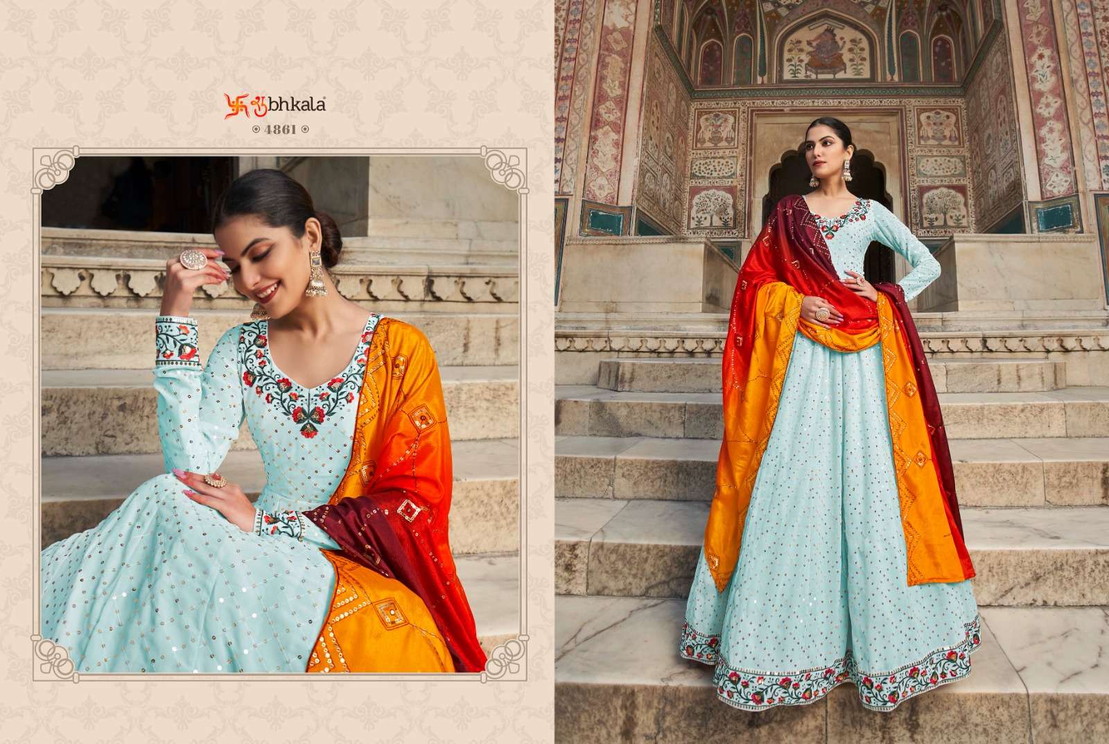 Flory Vol-30 By Shubhkala 4861 To 4864 Series Designer Stylish Fancy Colorful Beautiful Party Wear & Ethnic Wear Collection Heavy Georgette Gowns With Dupatta At Wholesale Price