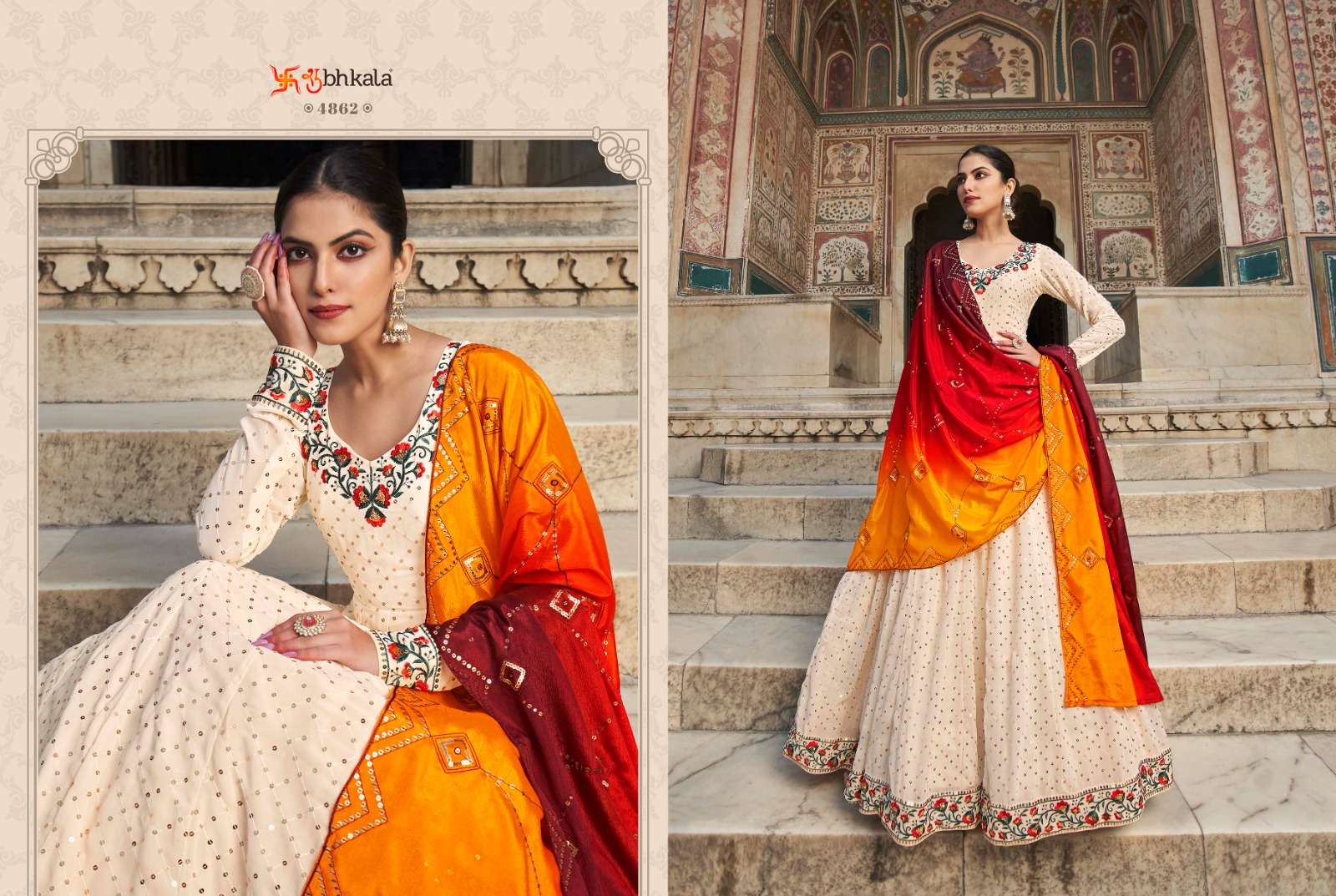 Flory Vol-30 By Shubhkala 4861 To 4864 Series Designer Stylish Fancy Colorful Beautiful Party Wear & Ethnic Wear Collection Heavy Georgette Gowns With Dupatta At Wholesale Price