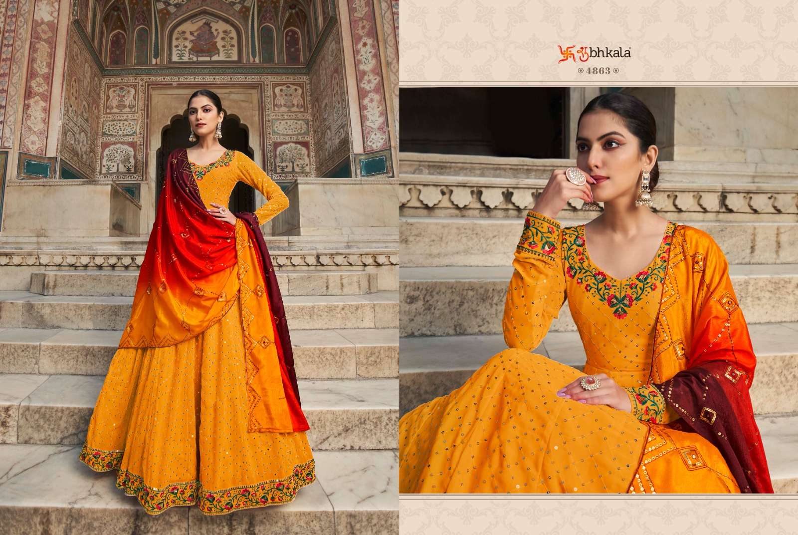 Flory Vol-30 By Shubhkala 4861 To 4864 Series Designer Stylish Fancy Colorful Beautiful Party Wear & Ethnic Wear Collection Heavy Georgette Gowns With Dupatta At Wholesale Price