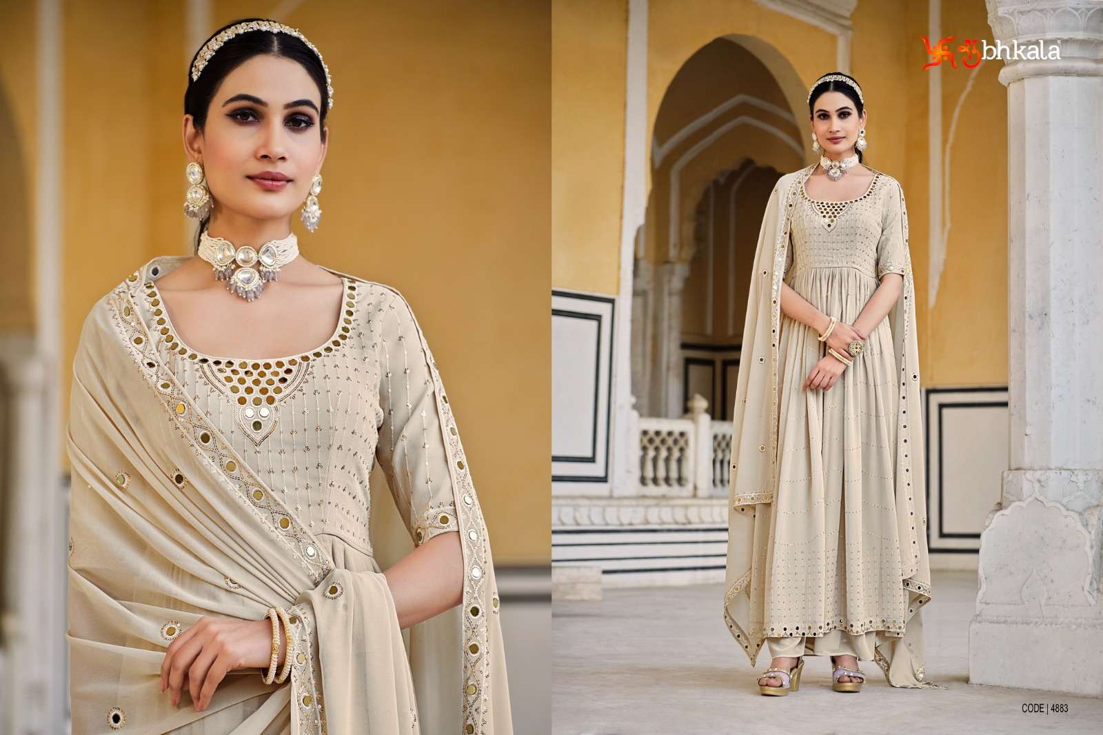 Flory Vol-32 By Shubhkala 4881 To 4884 Series Beautiful Sharara Suits Colorful Stylish Fancy Casual Wear & Ethnic Wear Georgette Dresses At Wholesale Price