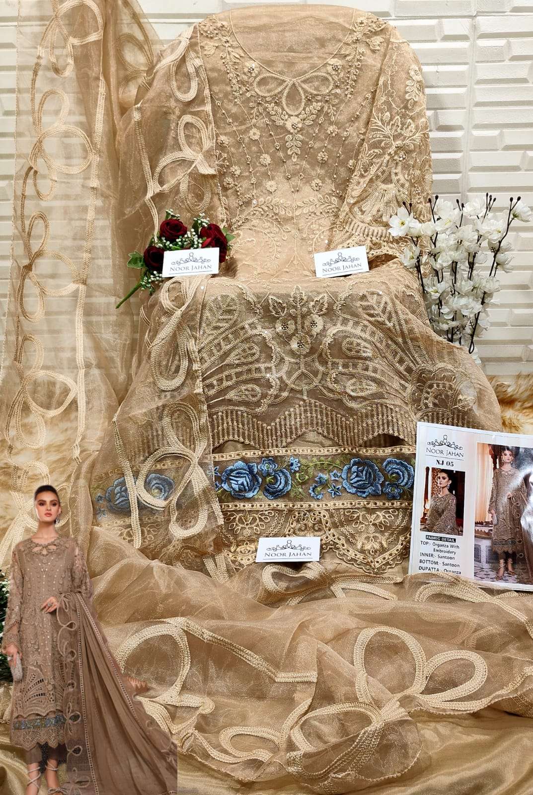 Noor Jahan Hit Design 05 By Fashid Wholesale Designer Pakistani Suits Beautiful Fancy Colorful Stylish Party Wear & Occasional Wear Heavy Organza Embroidered Dresses At Wholesale Price