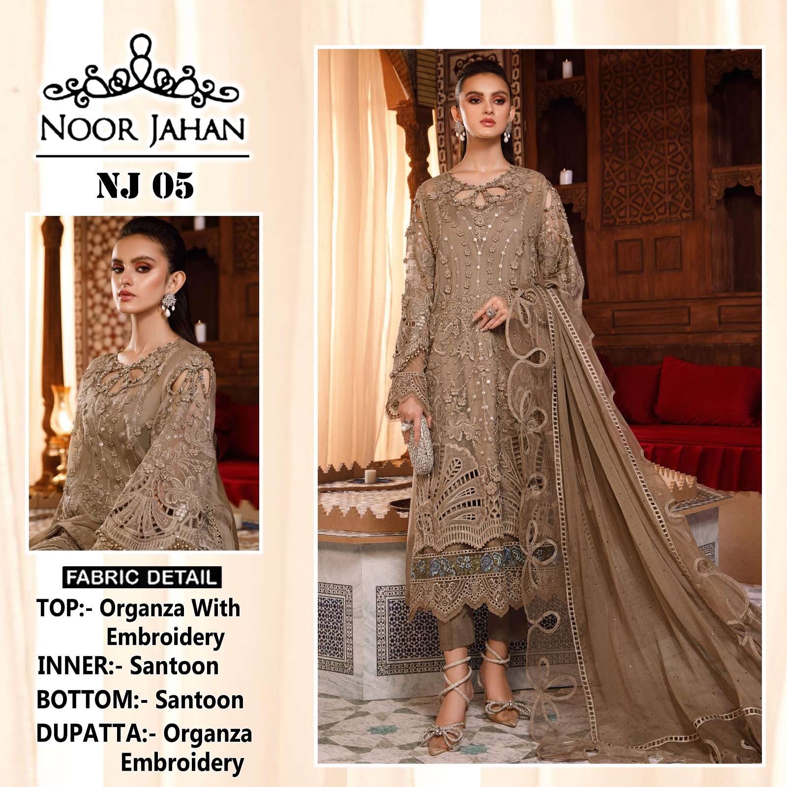 Noor Jahan Hit Design 05 By Fashid Wholesale Designer Pakistani Suits Beautiful Fancy Colorful Stylish Party Wear & Occasional Wear Heavy Organza Embroidered Dresses At Wholesale Price