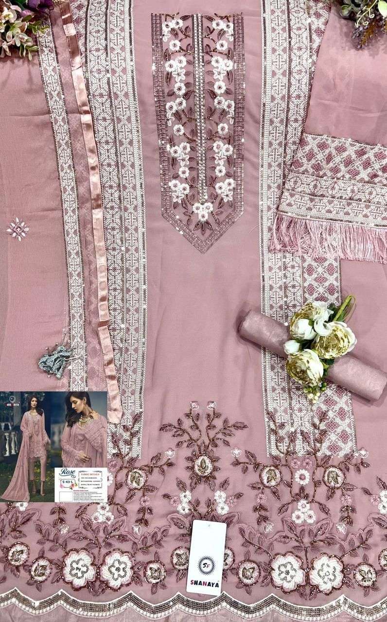Shanaya Hit Design S-43 Colours Vol-4 By Shanaya Fashion S-43-L To S-43-N Series Pakistani Suits Beautiful Fancy Colorful Stylish Party Wear & Occasional Wear Faux Georgette With Embroidery Dresses At Wholesale Price