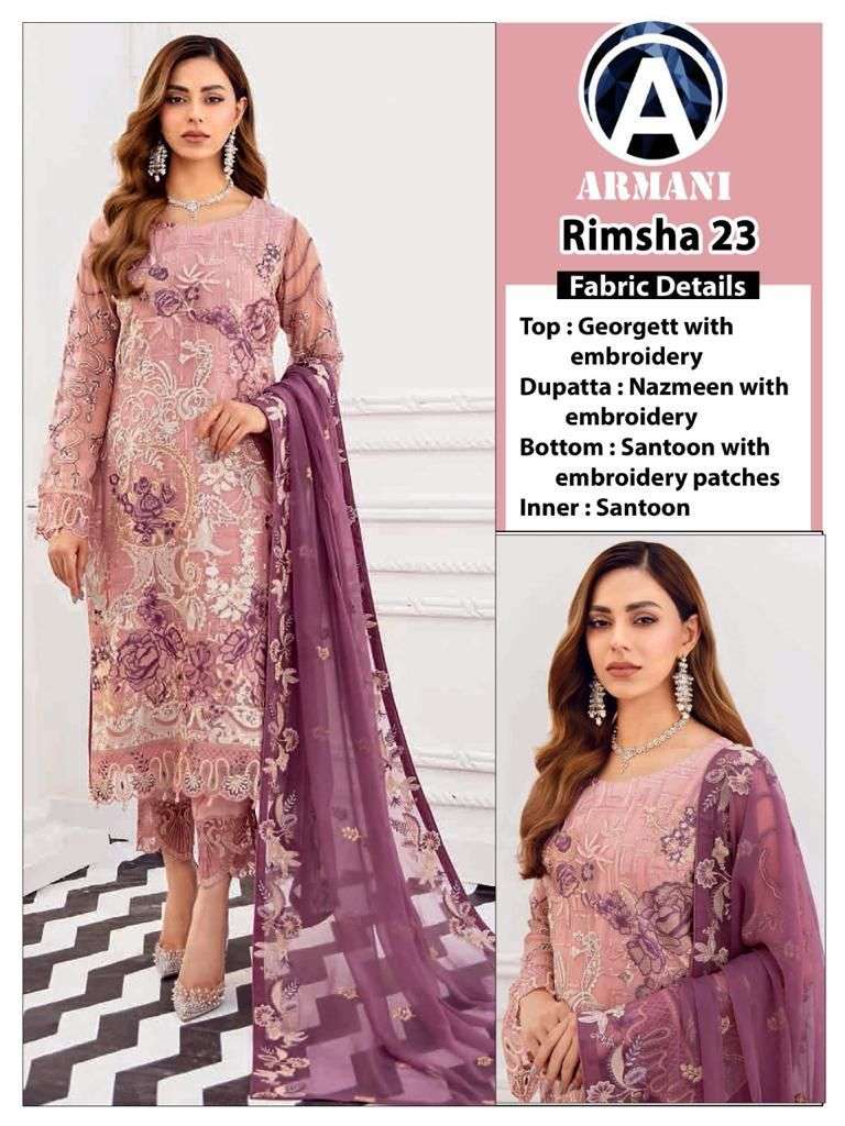 Rimsha 23 By Armani Pakistani Suits Beautiful Fancy Colorful Stylish Party Wear & Occasional Wear Georgette Dresses At Wholesale Price