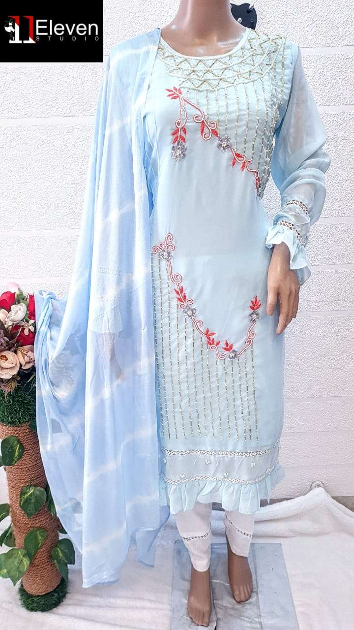Eleven 1104 Colours By Eleven Studio 1104-A To 1104-B Series Designer Pakistani Suits Beautiful Fancy Stylish Colorful Party Wear & Occasional Wear Pure Georgette Embroidery Dresses At Wholesale Price