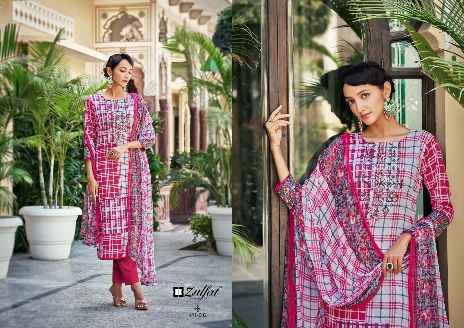 Adaa By Zulfat 491-001 To 491-08 Series Beautiful Suits Colorful Stylish Fancy Casual Wear & Ethnic Wear Pure Jam Cotton Print Dresses At Wholesale Price