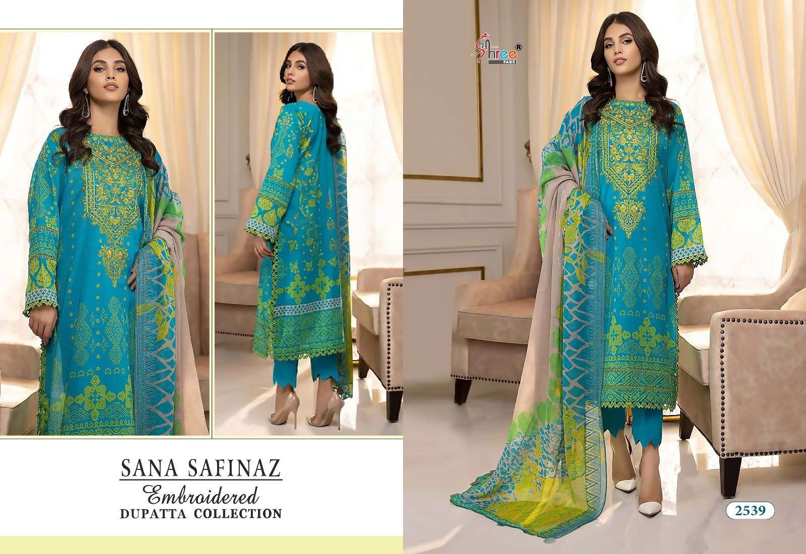 Sana Safinaz Embroidered Dupatta Collection By Shree Fabs 2537 To 2542 Series Beautiful Stylish Pakistani Suits Fancy Colorful Casual Wear & Ethnic Wear & Ready To Wear Pure Cotton Print With Embroidery Dresses At Wholesale Price