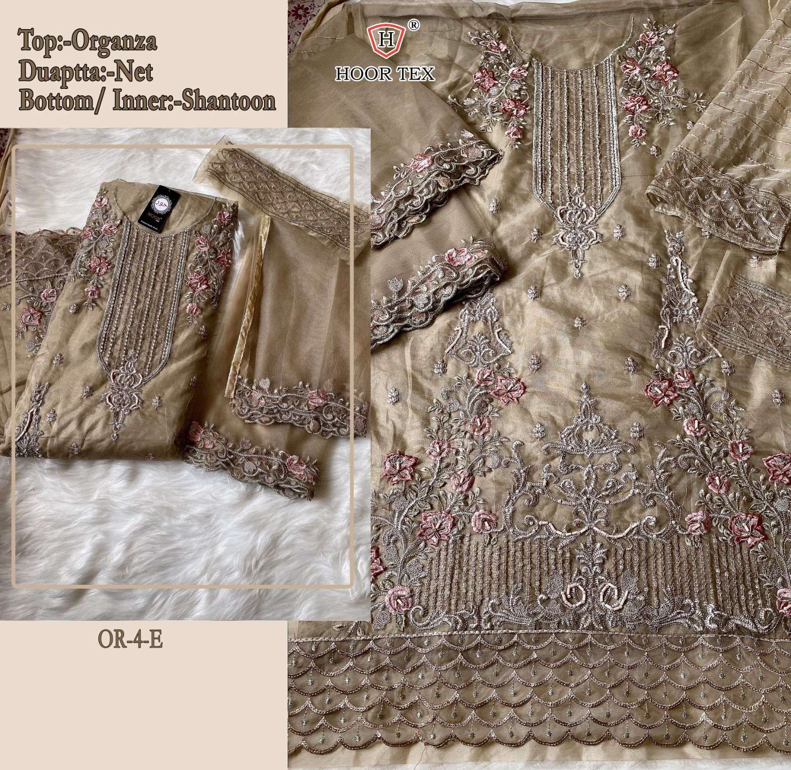 Hoor Tex Hit Design Or-4 Colours By Hoor Tex Or-4-A To Or-4-G Series Beautiful Stylish Pakistani Suits Fancy Colorful Casual Wear & Ethnic Wear & Ready To Wear Heavy Organza Embroidery Dresses At Wholesale Price