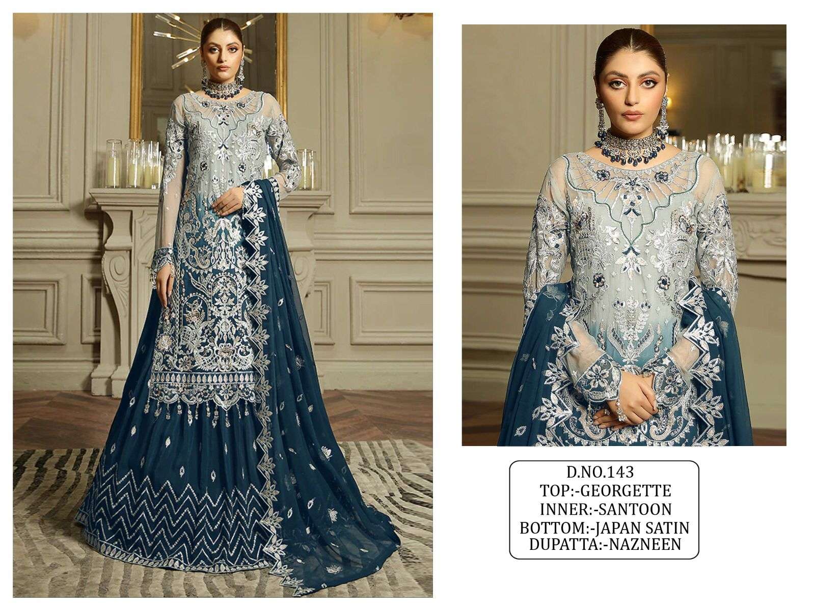 Kf-143 Colours By Fashid Wholesale 143 To 143-D Series Pakistani Suits Collection Beautiful Stylish Fancy Colorful Party Wear & Occasional Wear Georgette Embroidered Dresses At Wholesale Price