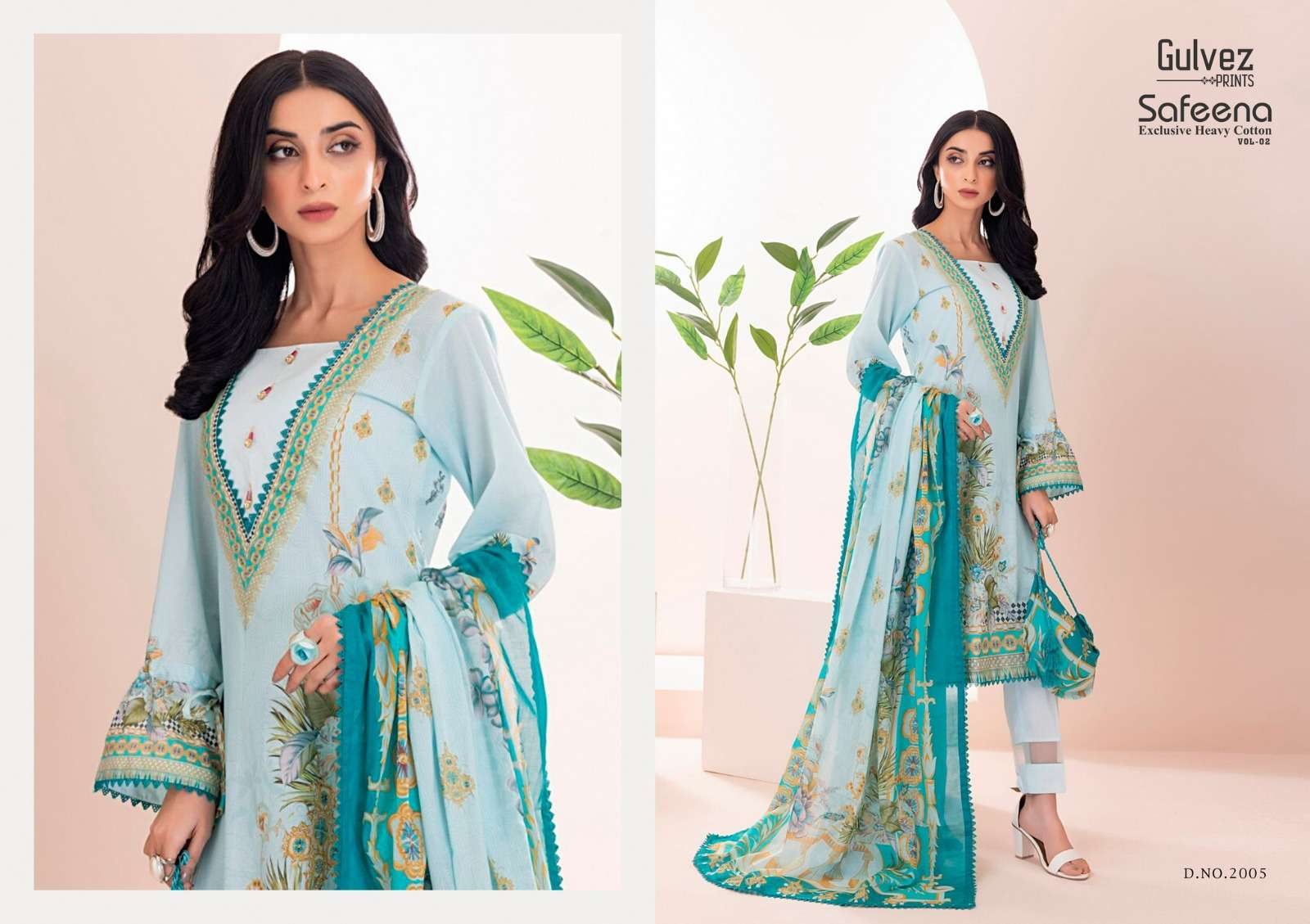 Safeena Vol-2 By Gulvez Prints 2001 To 2006 Series Festive Suits Beautiful Fancy Colorful Stylish Party Wear & Occasional Wear Pure Cotton With Embroidery Dresses At Wholesale Price