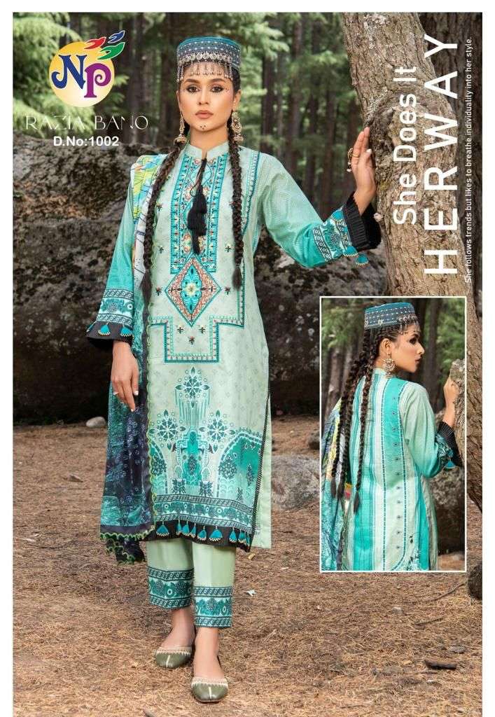 Razia Bano By Nand Gopal Prints 1001 To 1008 Series Beautiful Festive Suits Colorful Stylish Fancy Casual Wear & Ethnic Wear Lawn Cotton Print Dresses At Wholesale Price