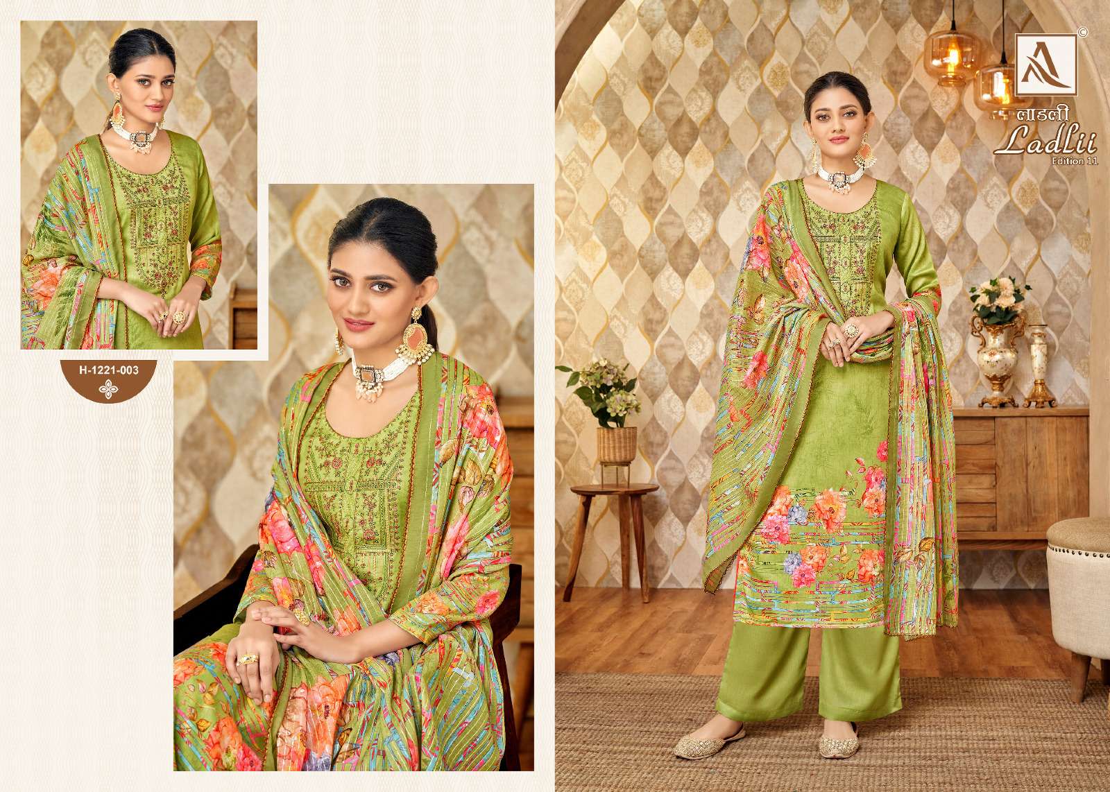 Ladlii Vol-11 By Alok Suits 1221-001 To 1221-008 Series Beautiful Festive Suits Colorful Stylish Fancy Casual Wear & Ethnic Wear Pure Jam Cotton Print With Embroidered Dresses At Wholesale Price