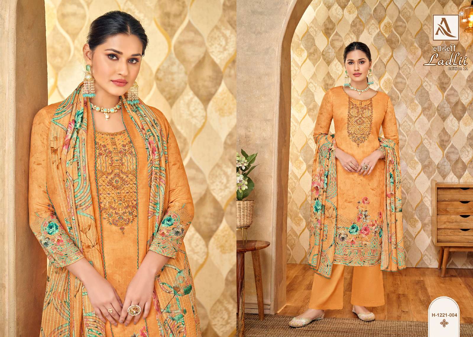 Ladlii Vol-11 By Alok Suits 1221-001 To 1221-008 Series Beautiful Festive Suits Colorful Stylish Fancy Casual Wear & Ethnic Wear Pure Jam Cotton Print With Embroidered Dresses At Wholesale Price