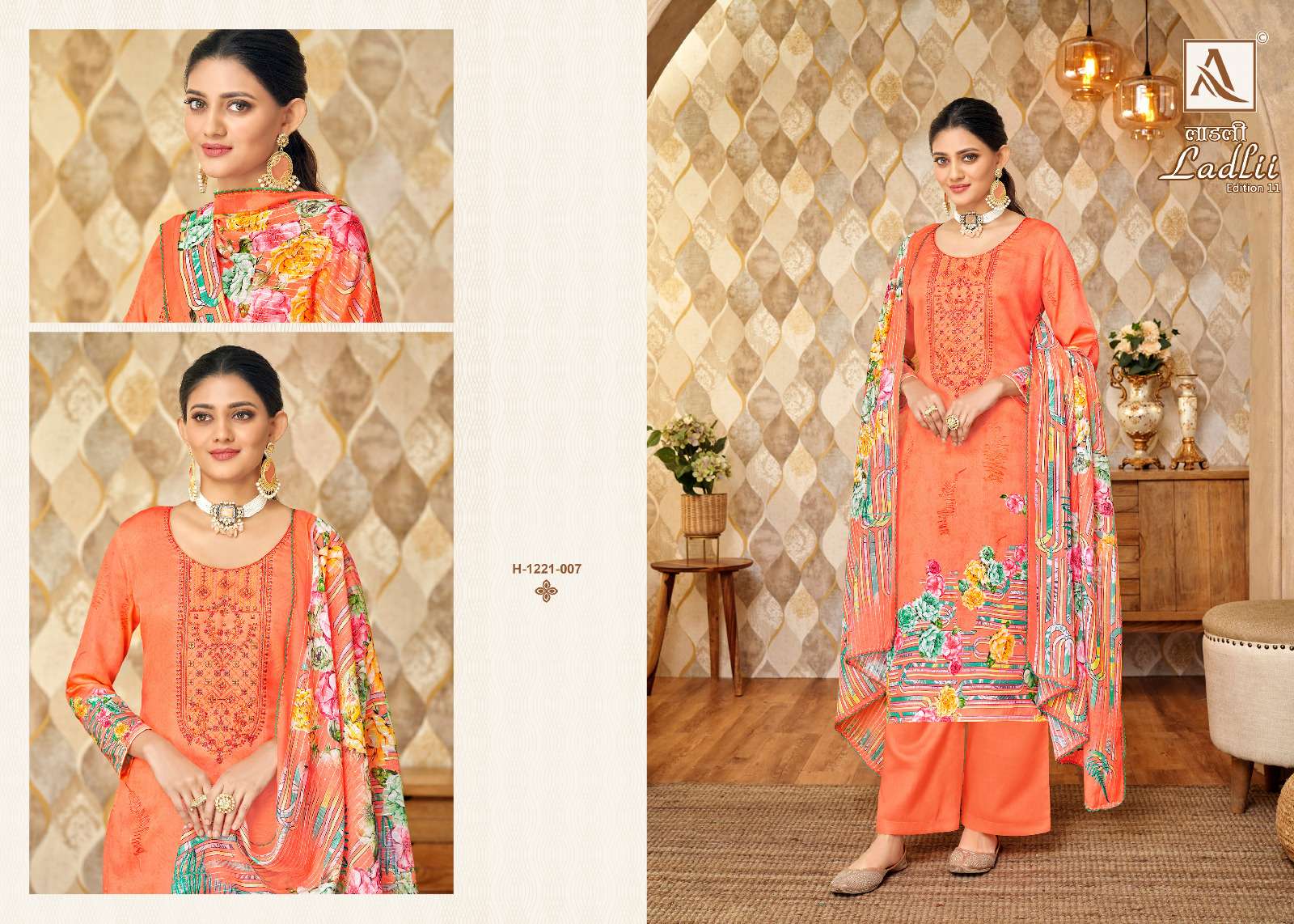 Ladlii Vol-11 By Alok Suits 1221-001 To 1221-008 Series Beautiful Festive Suits Colorful Stylish Fancy Casual Wear & Ethnic Wear Pure Jam Cotton Print With Embroidered Dresses At Wholesale Price