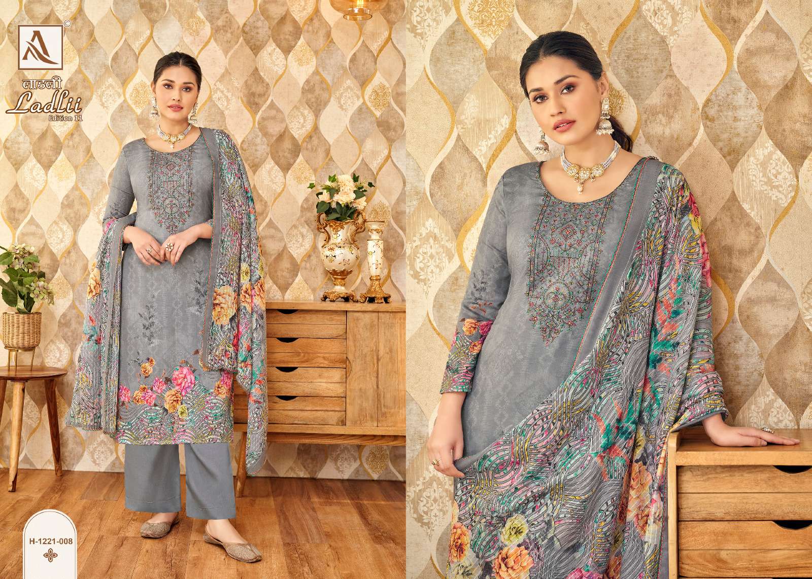 Ladlii Vol-11 By Alok Suits 1221-001 To 1221-008 Series Beautiful Festive Suits Colorful Stylish Fancy Casual Wear & Ethnic Wear Pure Jam Cotton Print With Embroidered Dresses At Wholesale Price