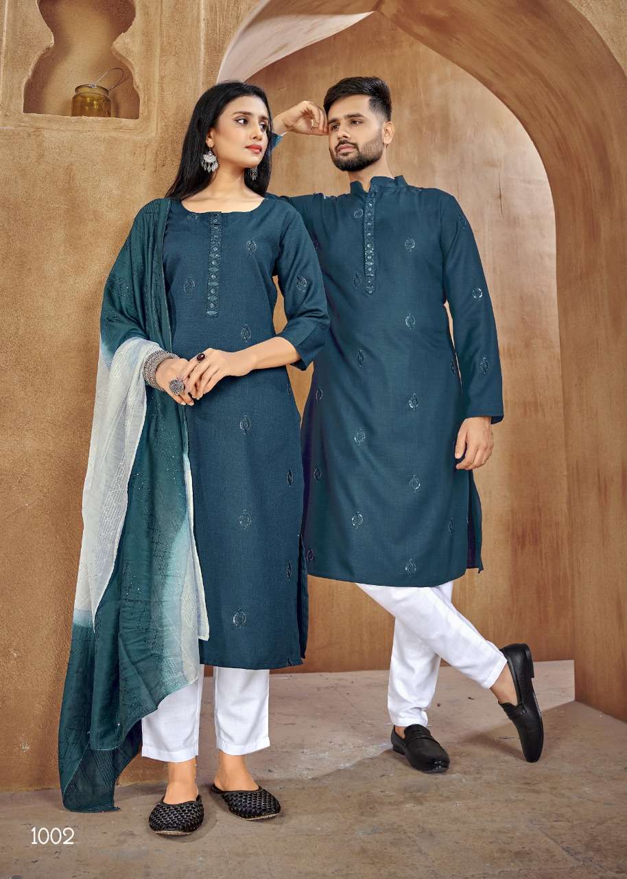 Matching Couple Dress Designer Quality Fabric At Wholesale Price, Handwash,  Ethnic Wear at Rs 1399 in Surat