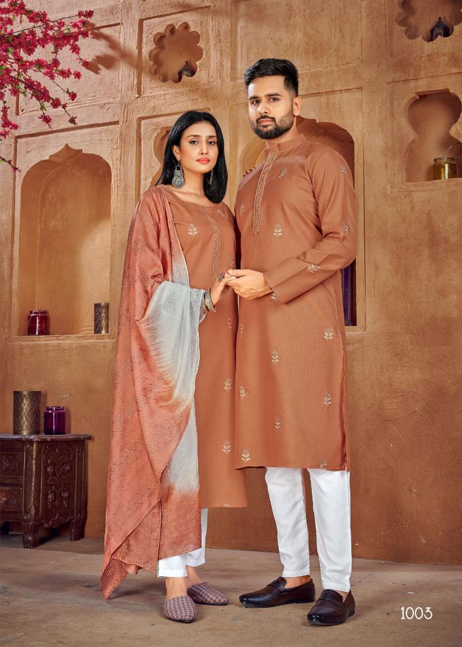 Couple Goal Vol-2 By Fashid Wholesale 1001 To 1007 Series Beautiful Colorful Stylish Fancy Casual Wear & Ethnic Wear & Ready To Wear Pure Cotton Dresses And Kurtas At Wholesale Price