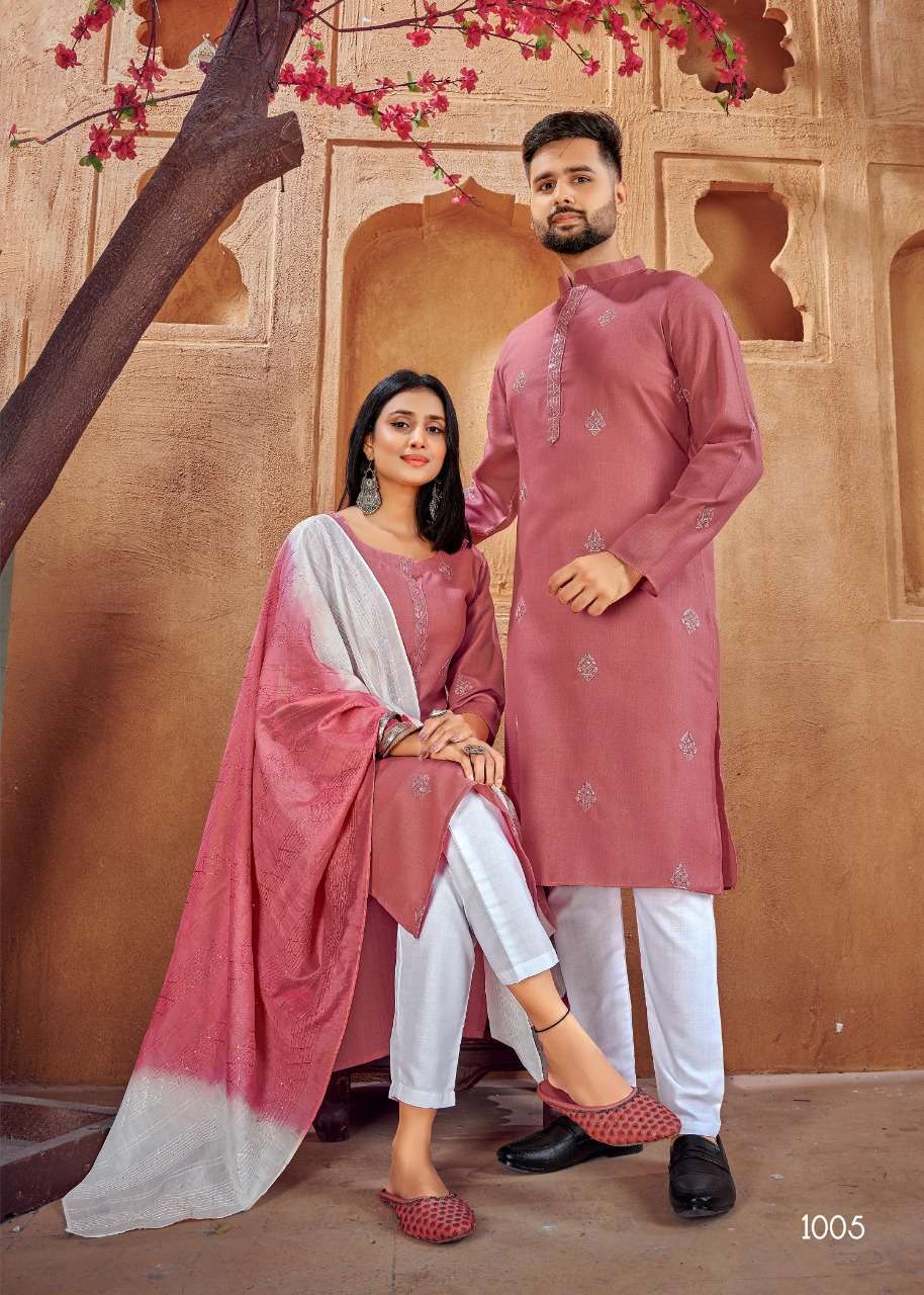 Couple Goal Vol-2 By Fashid Wholesale 1001 To 1007 Series Beautiful Colorful Stylish Fancy Casual Wear & Ethnic Wear & Ready To Wear Pure Cotton Dresses And Kurtas At Wholesale Price