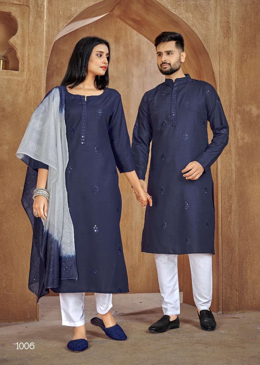 Couple Goal Vol-2 By Fashid Wholesale 1001 To 1007 Series Beautiful Colorful Stylish Fancy Casual Wear & Ethnic Wear & Ready To Wear Pure Cotton Dresses And Kurtas At Wholesale Price