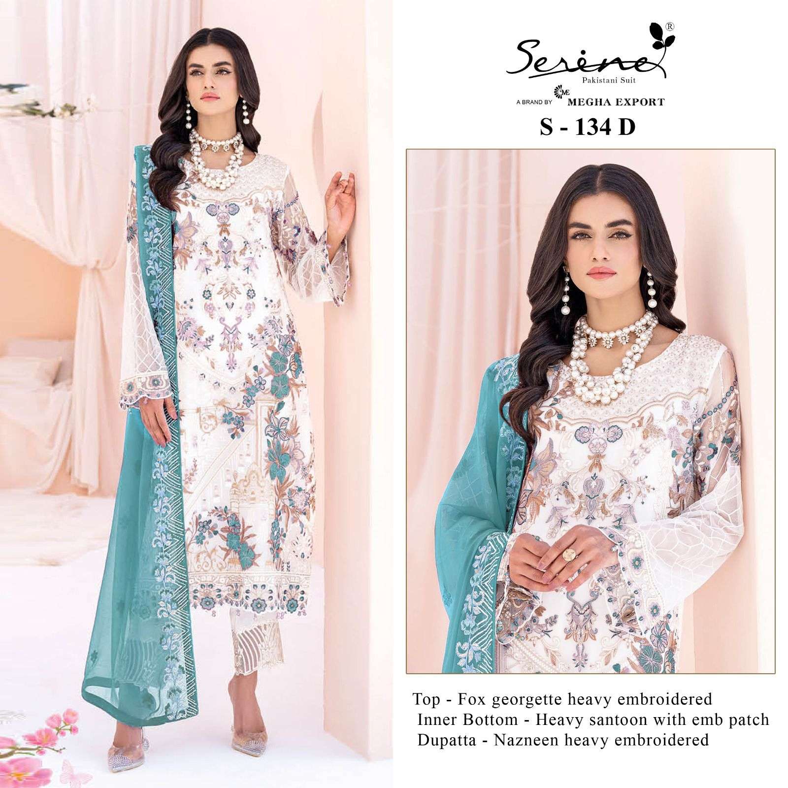 Serene Hit Design S-134 Colours By Serene S-134-A To S-134-D Series Designer Pakistani Suits Beautiful Fancy Colorful Stylish Party Wear & Occasional Wear Faux Georgette Embroidered Dresses At Wholesale Price